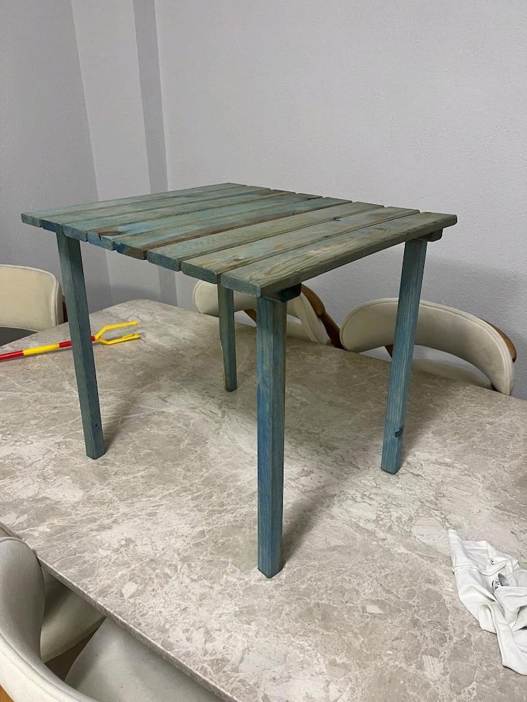 Ahşap Katlanır Piknik Masası 60x60x60 cm - 6