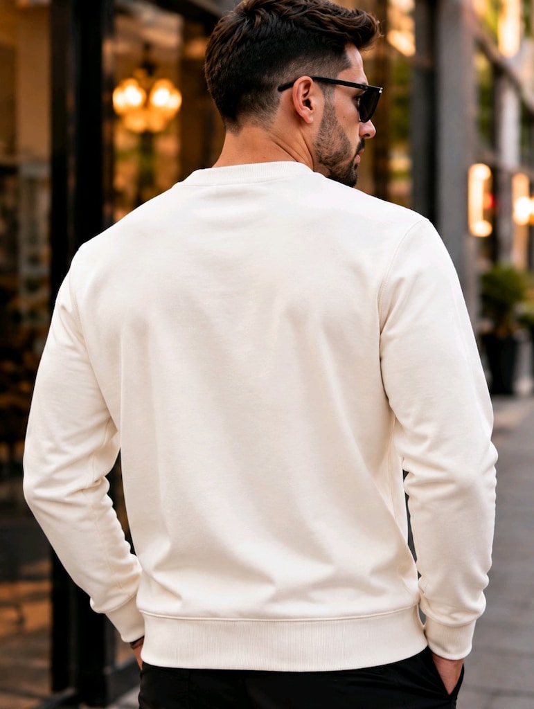 Beyaz Tommy Hilfiger Baskılı Erkek Sweatshirt – Şık Tasarım - 3