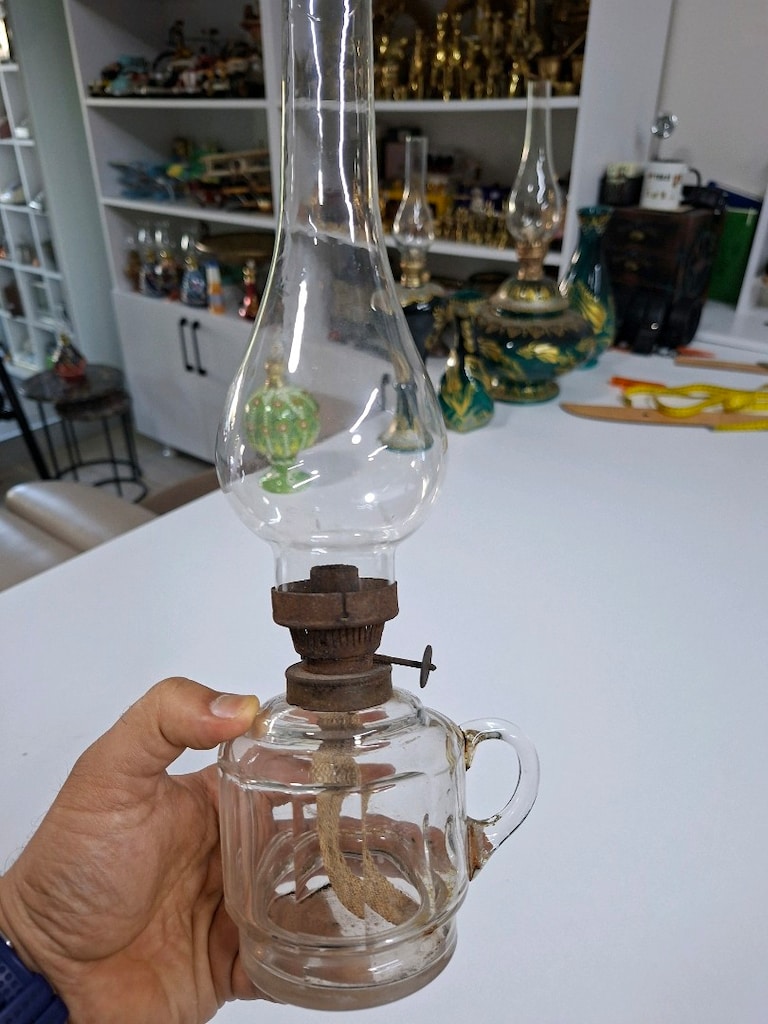 Kupa Bardak formunda Antika Gaz Lambası, Nadir parça - 3