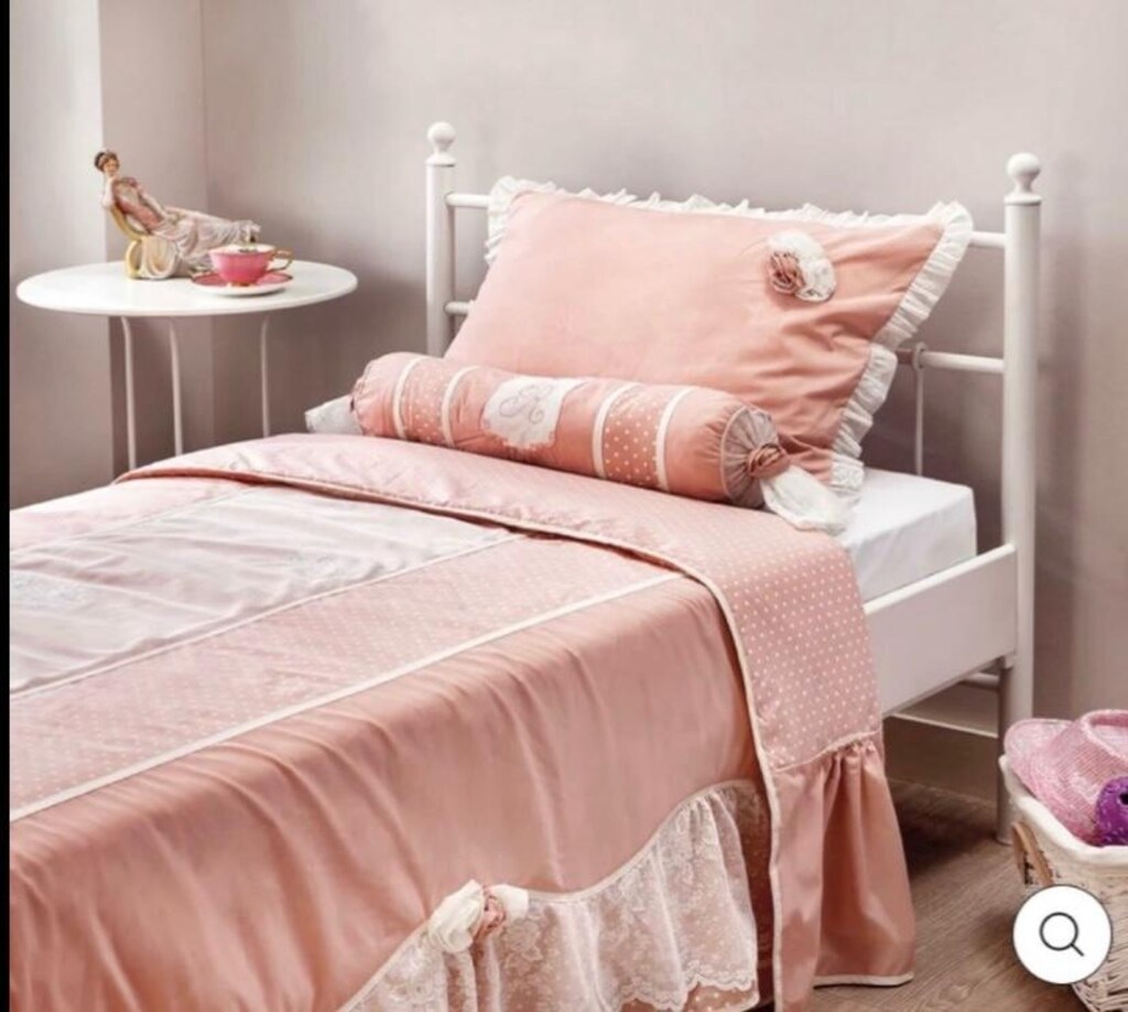 çilek pembe dantelli tek kişilik dream yatak örtüsü - 3