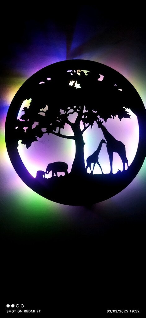 Dekoratif pano. Afrika pano. LED ışıklı.30x30 cm. 2 AA pilli. - 4