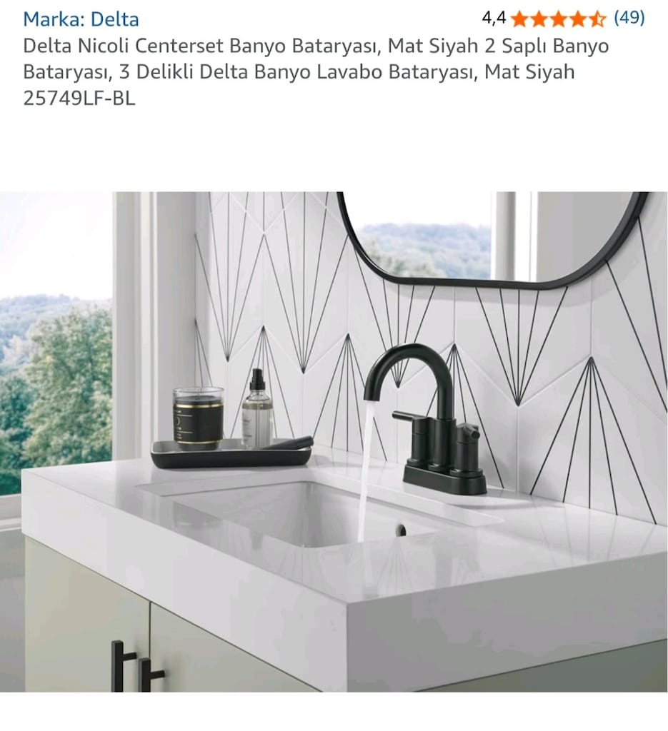 Delta Nicoli 25749LF-BL Mat Siyah Lavabo Bataryası (ABD Markası) - 7