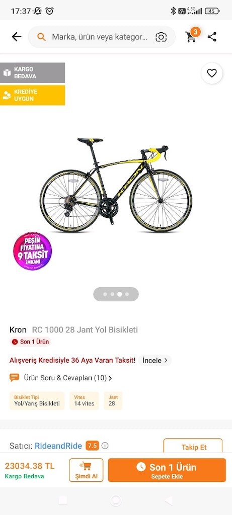 Kron XC1000 PROFESYONEL YARIŞ BİSİKLETİ - 11