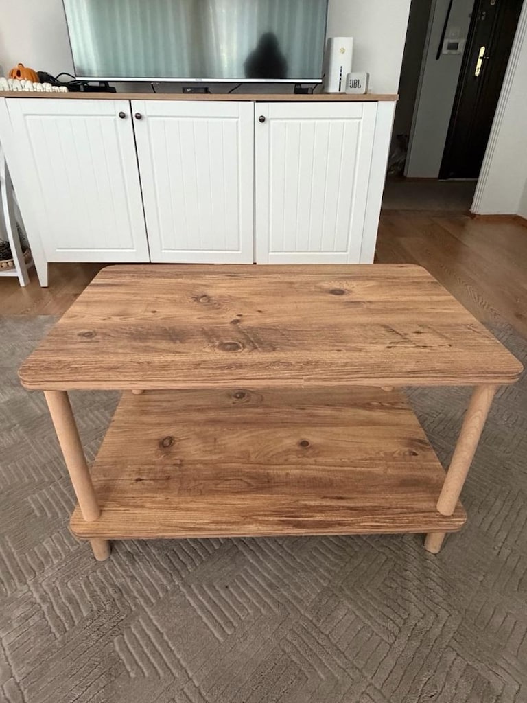 Orta Sehpa Dikdörtgen Ahşap Ayaklı İki Katlı Gazetelikli-Atlantik Çam - 4