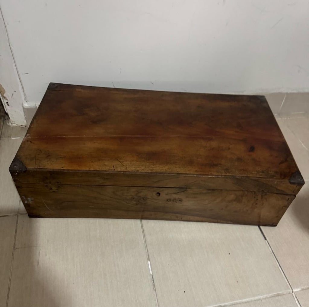 Vintage Masif Ahşap El Yapımı Valiz Sandık 70x38x20 cm - 14