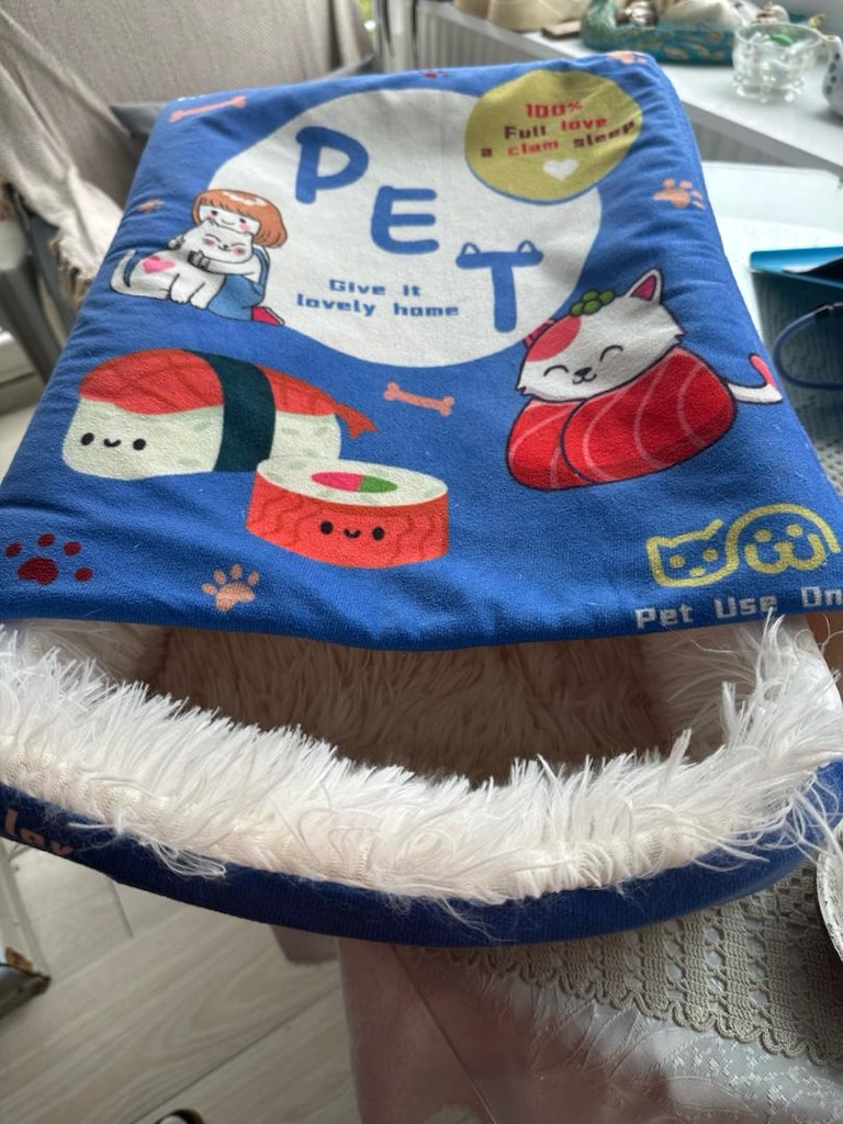 Beyaz Peluş Kırlent kedi için - 3