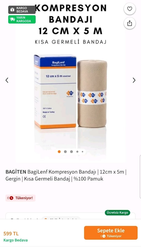 Kompresyon Bandajı Kısa Germeli Bandaj - 6