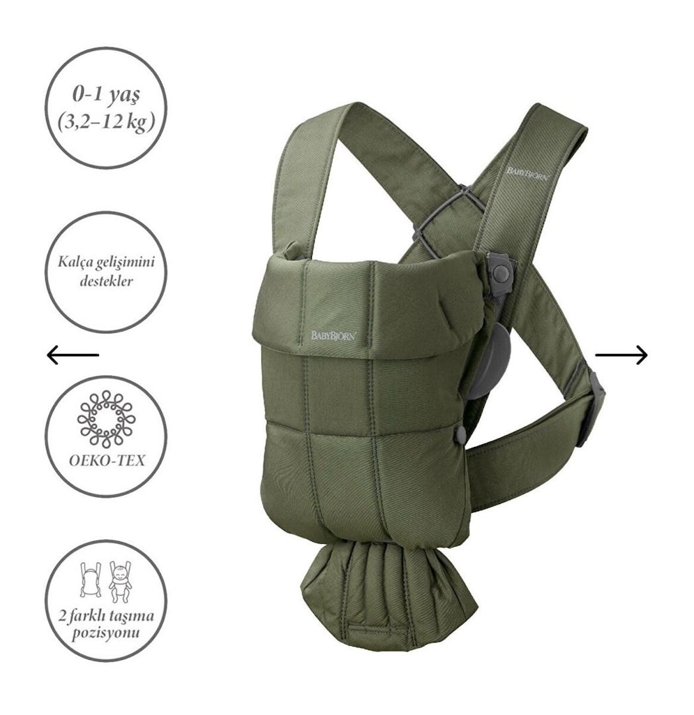 BabyBjörn Kanguru Mini 3D Cotton/Dark Green - 5