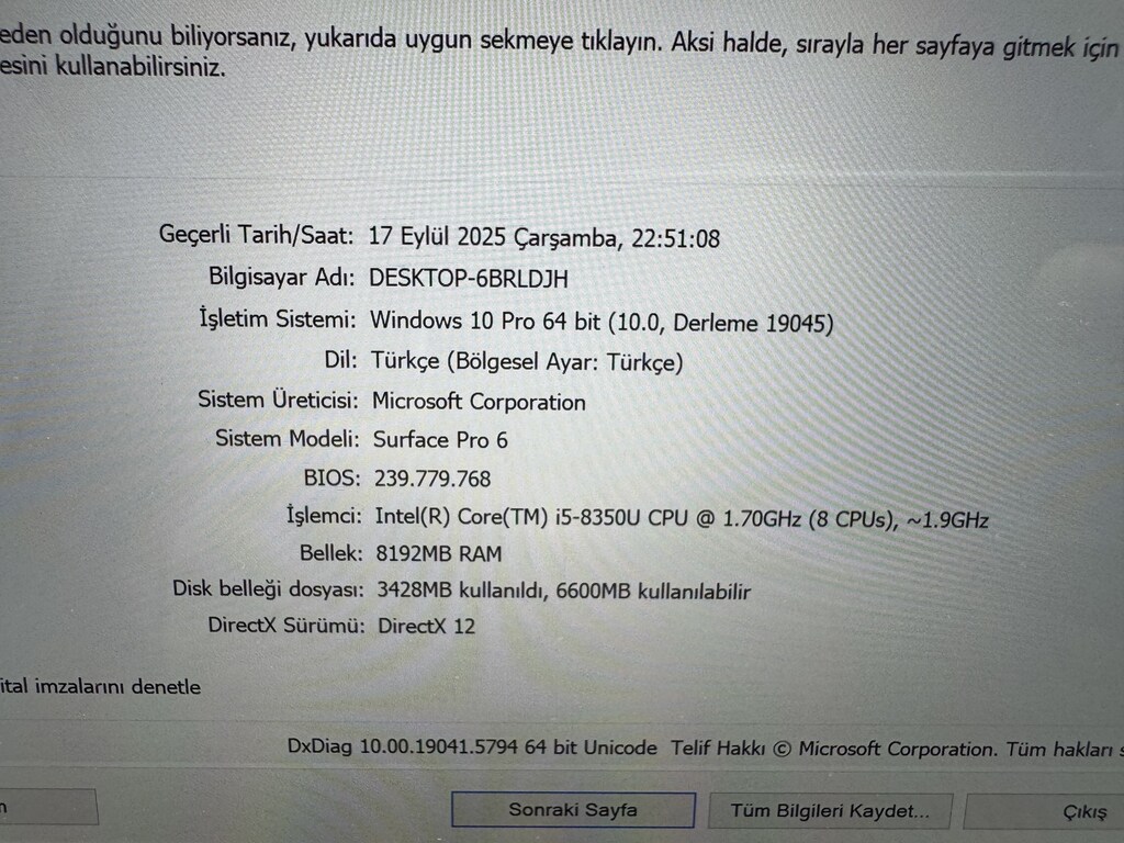 SURFACE İ5 8. NESİL 8 GB RAM 256 NVME DOKUNMATİK + KALEM - 8