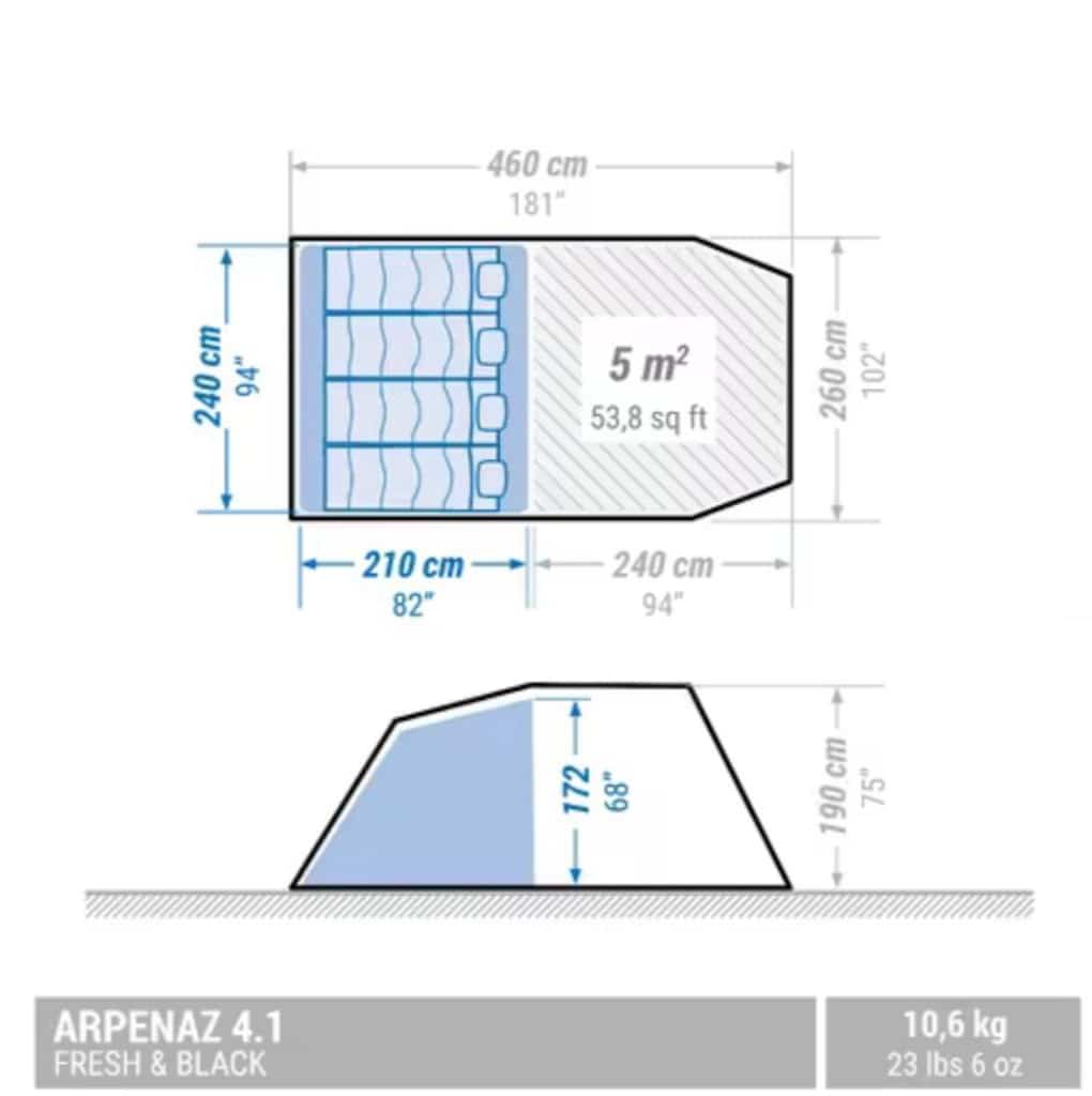 Decathlon 4-5 kişilik kamp çadırı - 4