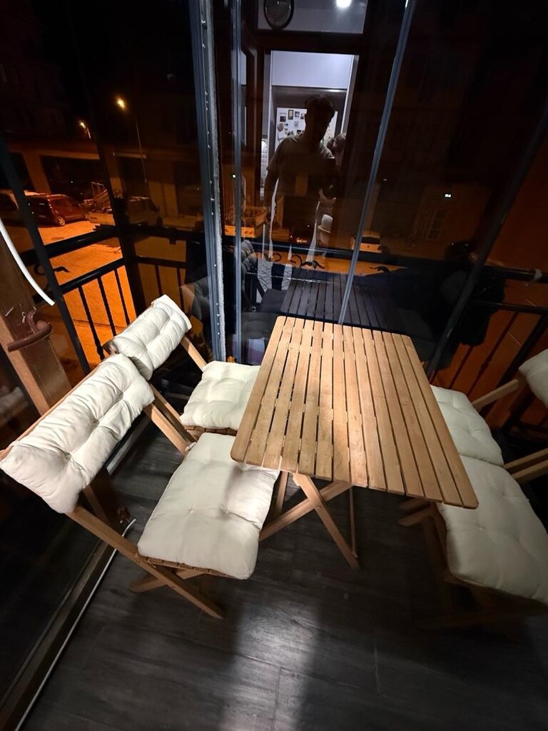 Meya Dekor 4+1 Minderli Balkon Bahçe Mutfak Bistro Set Katlanır Masa-s - 3