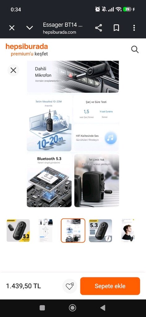 Sıfır Essager Bluetooth 5.3 AUX Adaptör – Araç & Ev Ses Sistemi İçin - 6