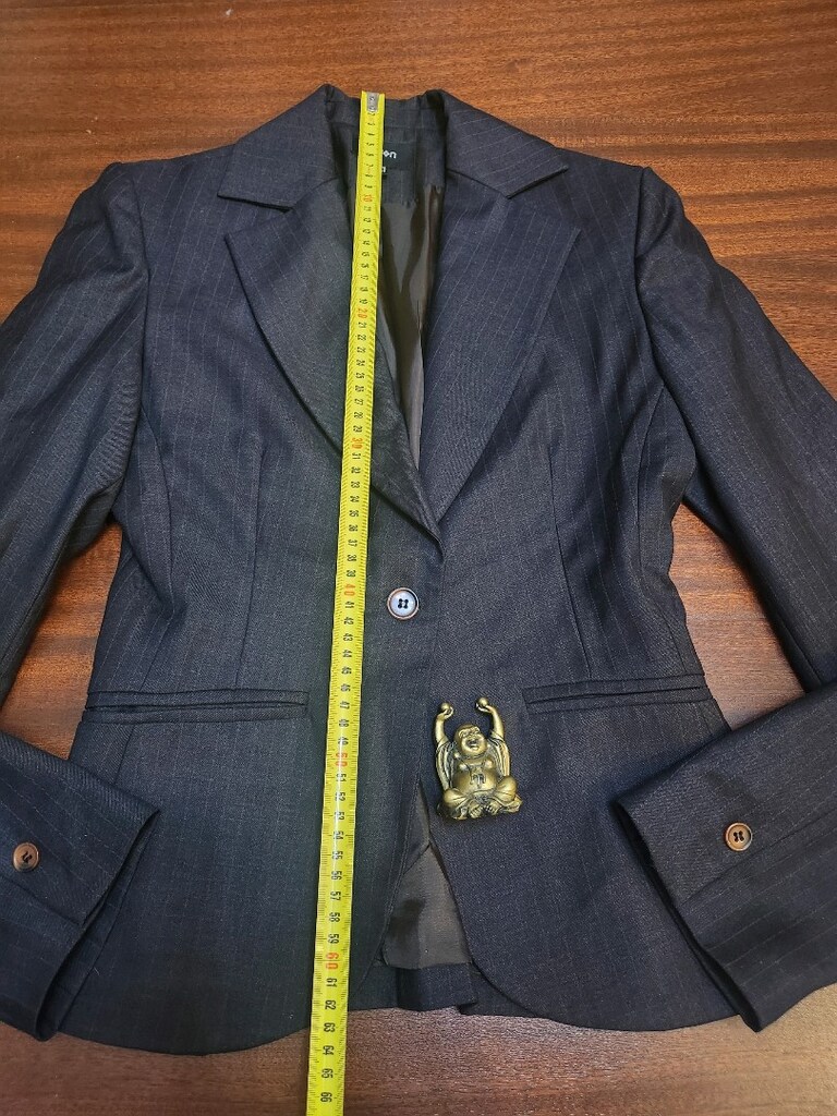 KOTON ÇİZGİLİ GRİ CEKET BLAZER — görsel 13/20