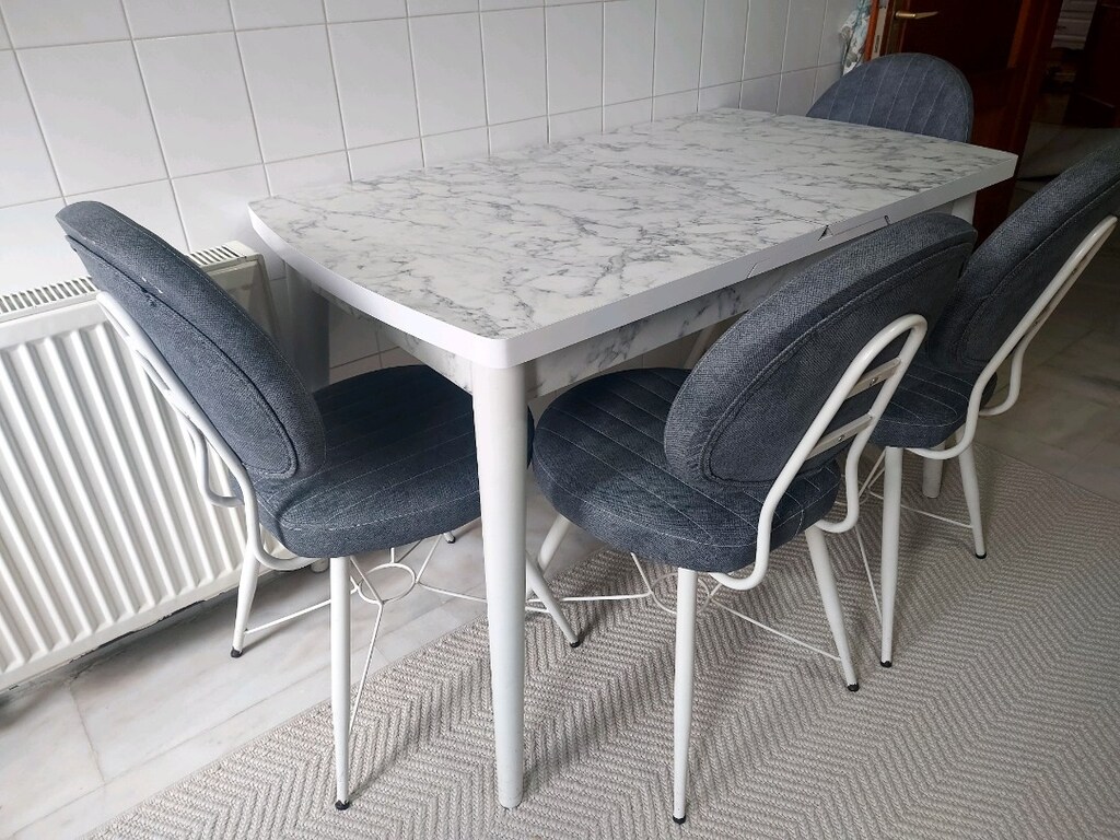 Yemek Masası 4 Kişilik Açılır & Katlanır Mdf Az Kullanılmış 4 Sandalye - 5