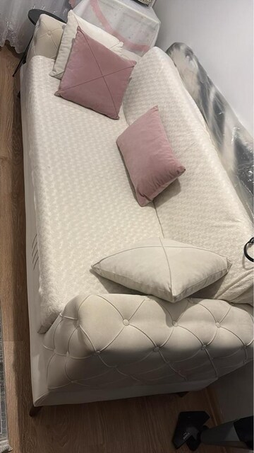 3lü 1 adet krem renk chester koltuk
