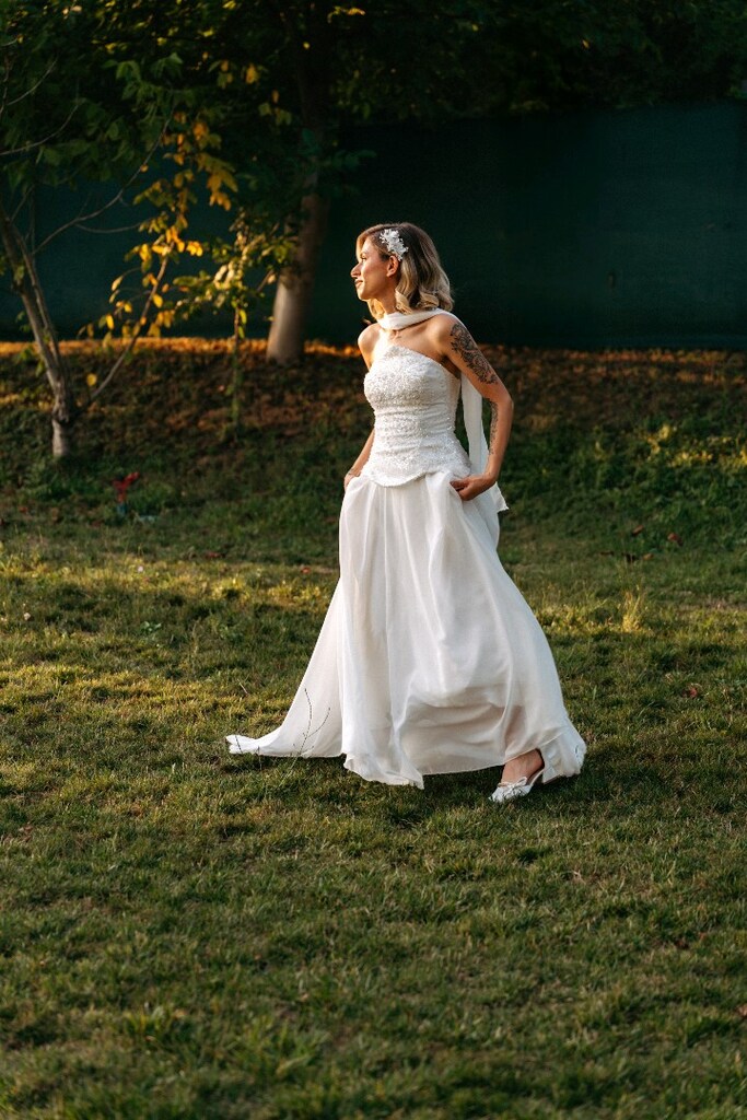 beyaz inci işlemeli söz nişan nikah elbise - 2