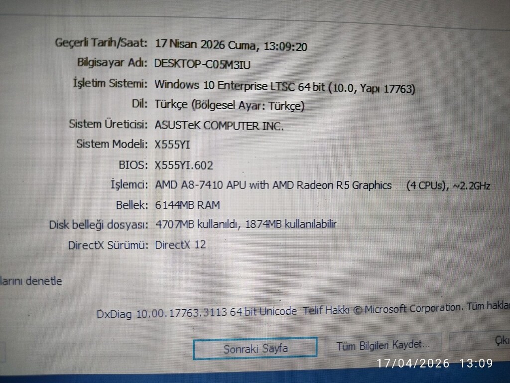 laptop (Asus AMD A8 7410 6gb ram 128 SSD 2 ekran kartlı.i5 6. nesil ) - 3