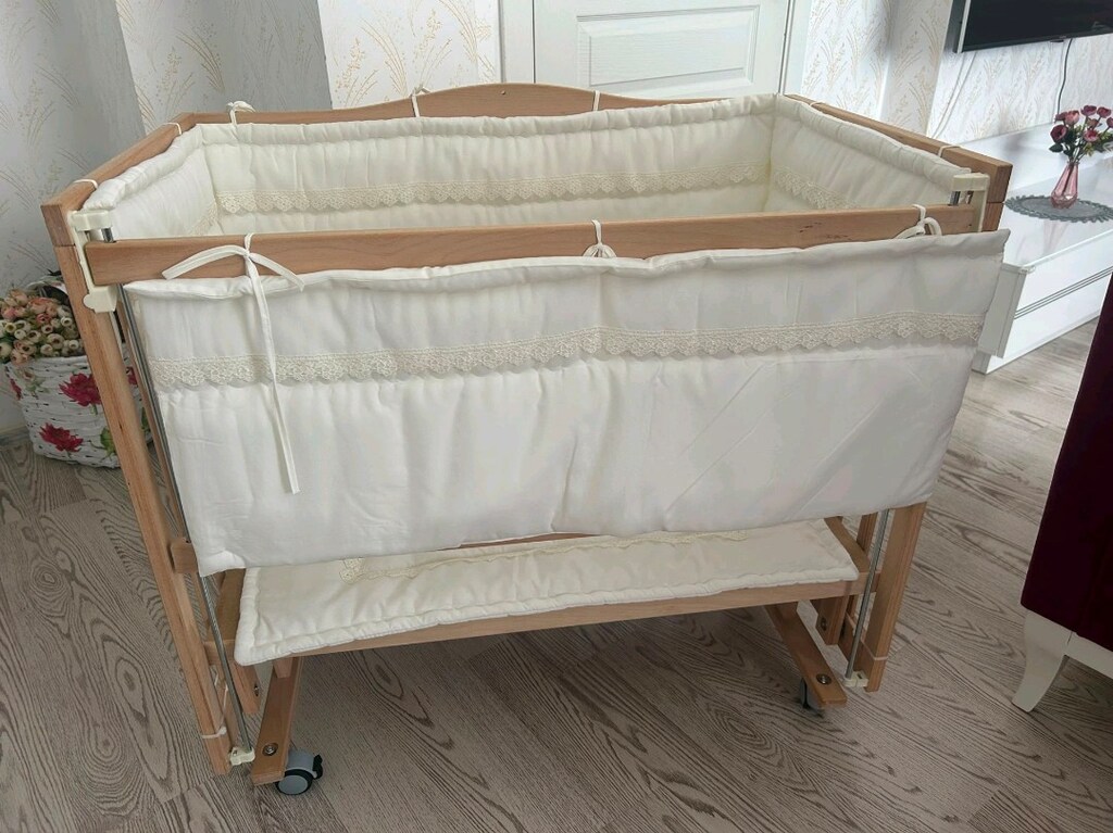 Ahşap Sallanır Beşik + Full Ortopedik Yaylı Yatak - 3
