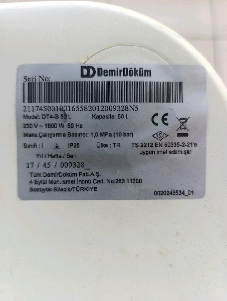 Demirdöküm termosifon , 2017 model, 50 lt - 4