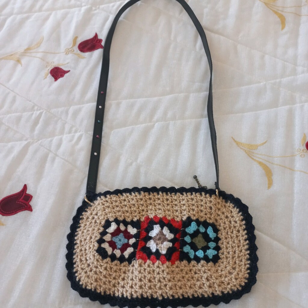 motif örgüsü astarlı çanta - 2