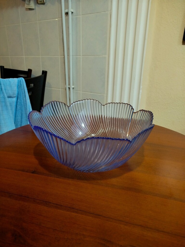 Büyük boy mavi cam meyvelik kase genişlik 29.5 cm boy 11.5 cm - 9