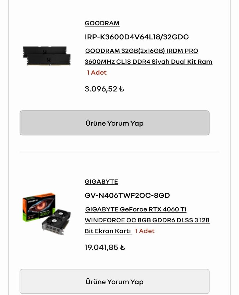 Oyuncu Bilgisayarı - 4060TI - Ryzen5 5600X - 32GB Ram -1TB SSD-1TB HDD - 4