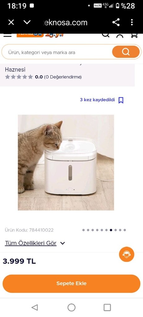 otomatik kedi su makinesi
