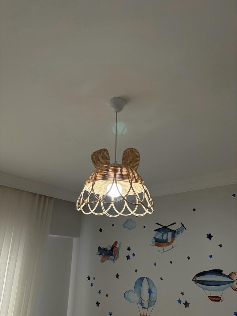 rattan bambu kulaklı çocuk odası avizesi - 2