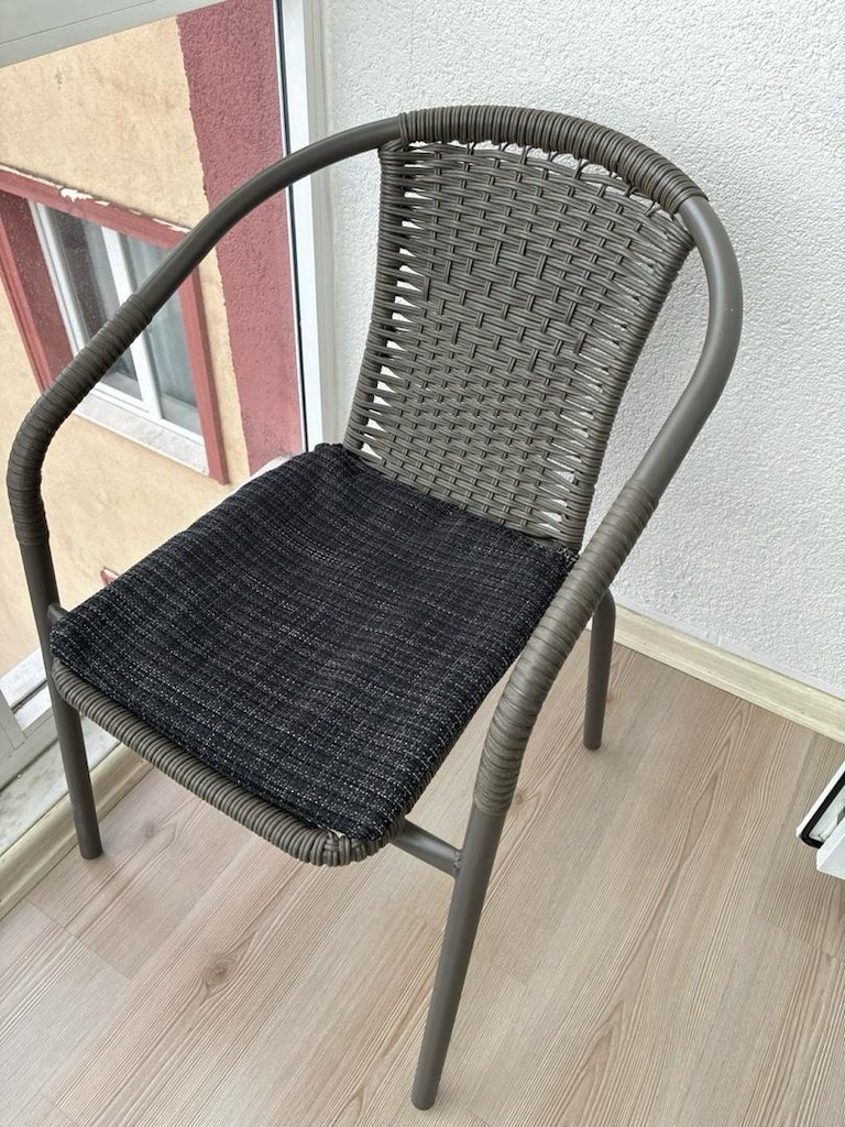 60 cm Cam Balkon Masası + 2 Rattan Sandalye + El Yapımı Minderler - 5