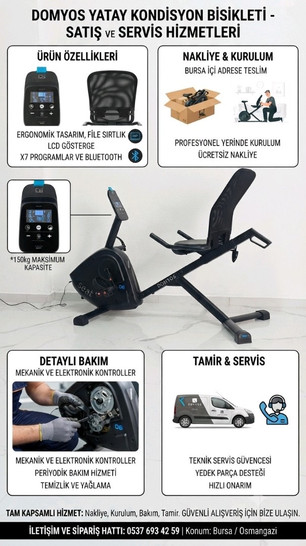 DOMYOS YATAY KONDİSYON BİSİKLETİ ADRESE TESLİM KURULUM DAİL - 2
