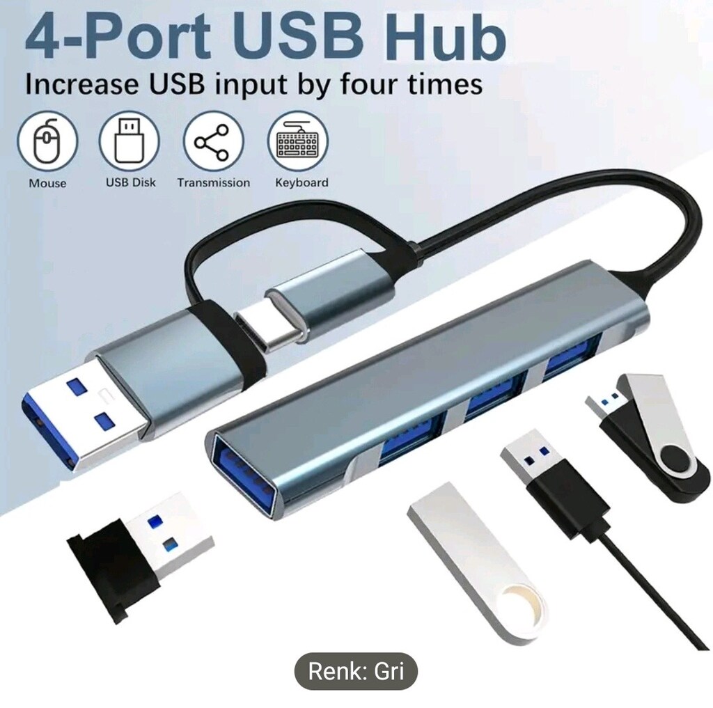 4 in 1 USB ve Type C giriş Çoklayıcı. Sıfır kutusunda yurt dışı - 15