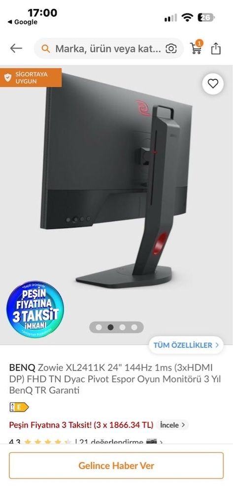 BENQ Zowie XL2411K 24' 144 hz monitör - 5