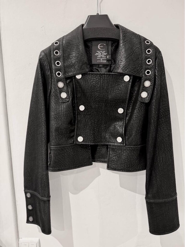 Just Cavalli Siyah Mini Deri Kadın Ceket - 3