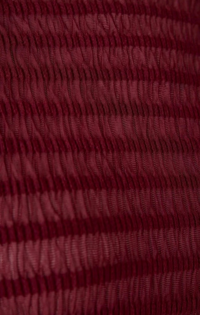 Bordo Renkli Dokulu Tül Esnek Örme Büyük Beden Bluz 4XL / 48 - 8