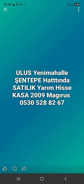ULUS YENİMAHALLE ŞENTEPE HATTINDA YARIM HİSSE