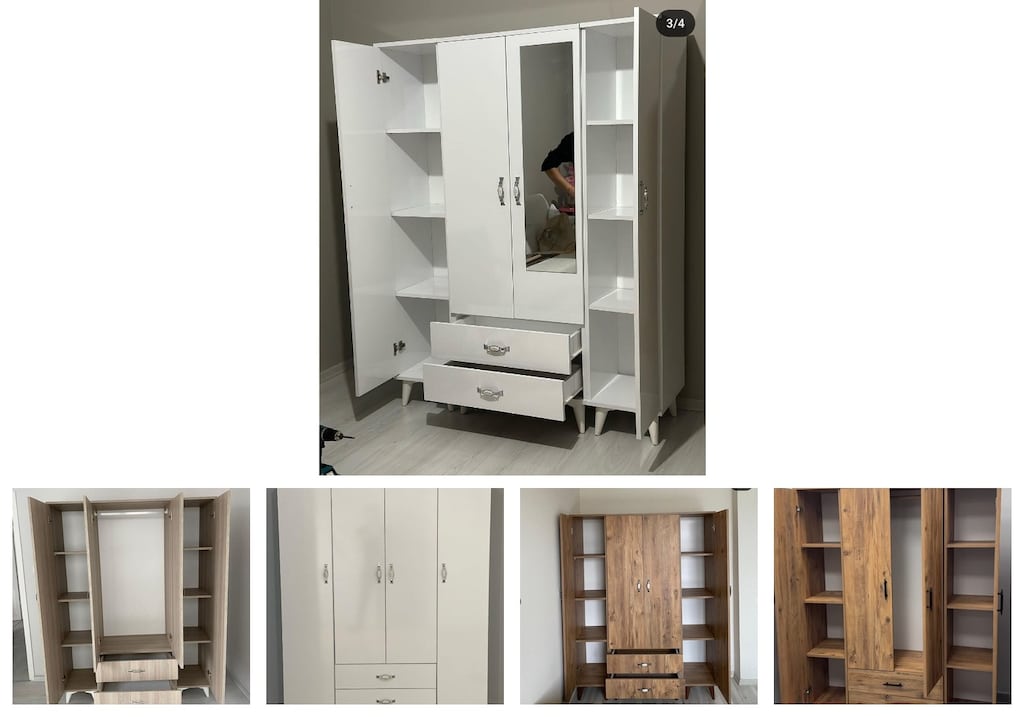 4 kapaklı elbise dolabı tyxfnzejrw - 2