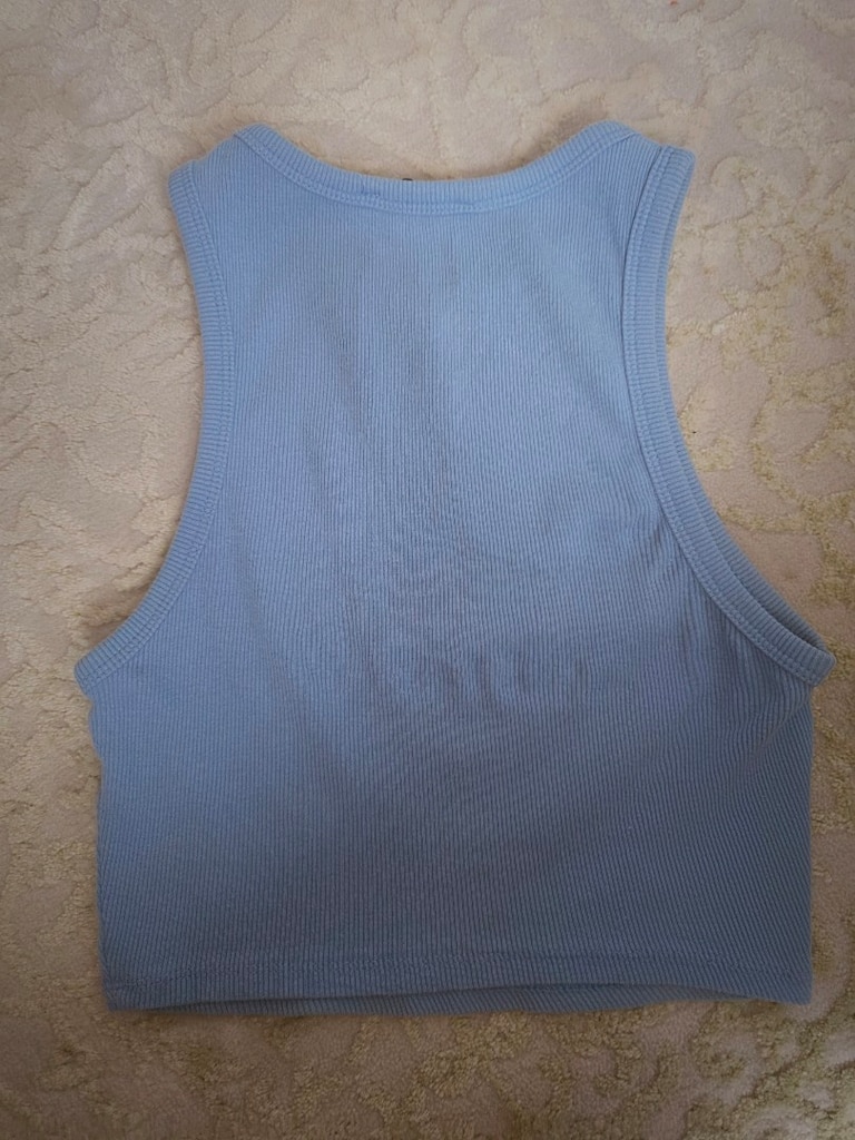 Zara Fitilli Mavi Racerback Crop Top - 3