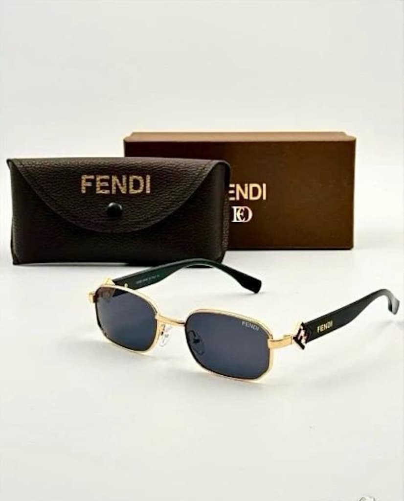 ‼İTHAL/SIFIR/ Fendi UV400 Polarize Lens Gold Çerçeve Güneş Gözlüğü - 3