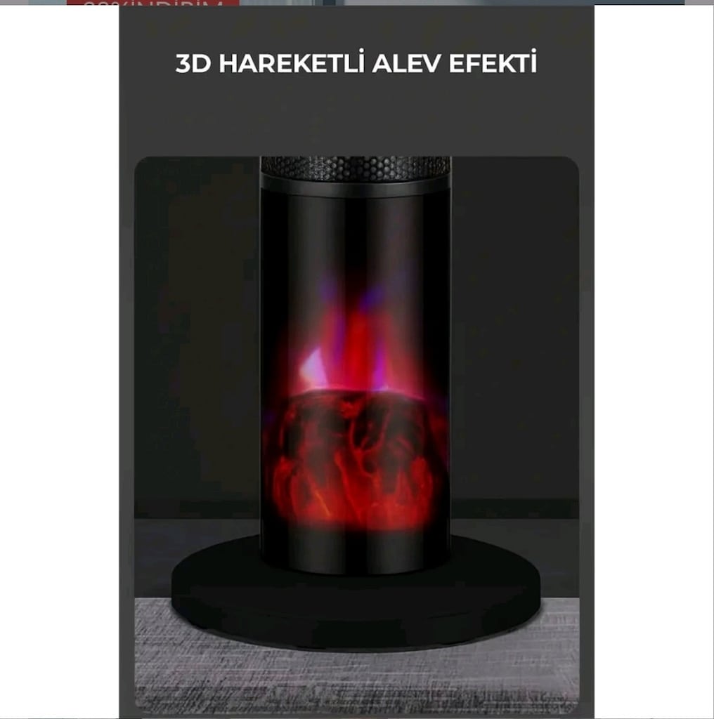 2yıl Garantili Şömineli Efektli Kule Tipi Dikey Isıtıcı 2000w - 7