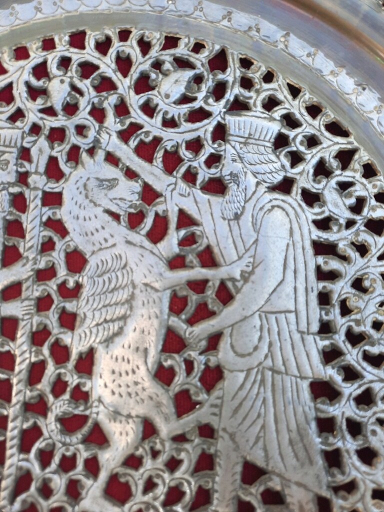 iran işi bakır işlemeli duvar dekoru - 3