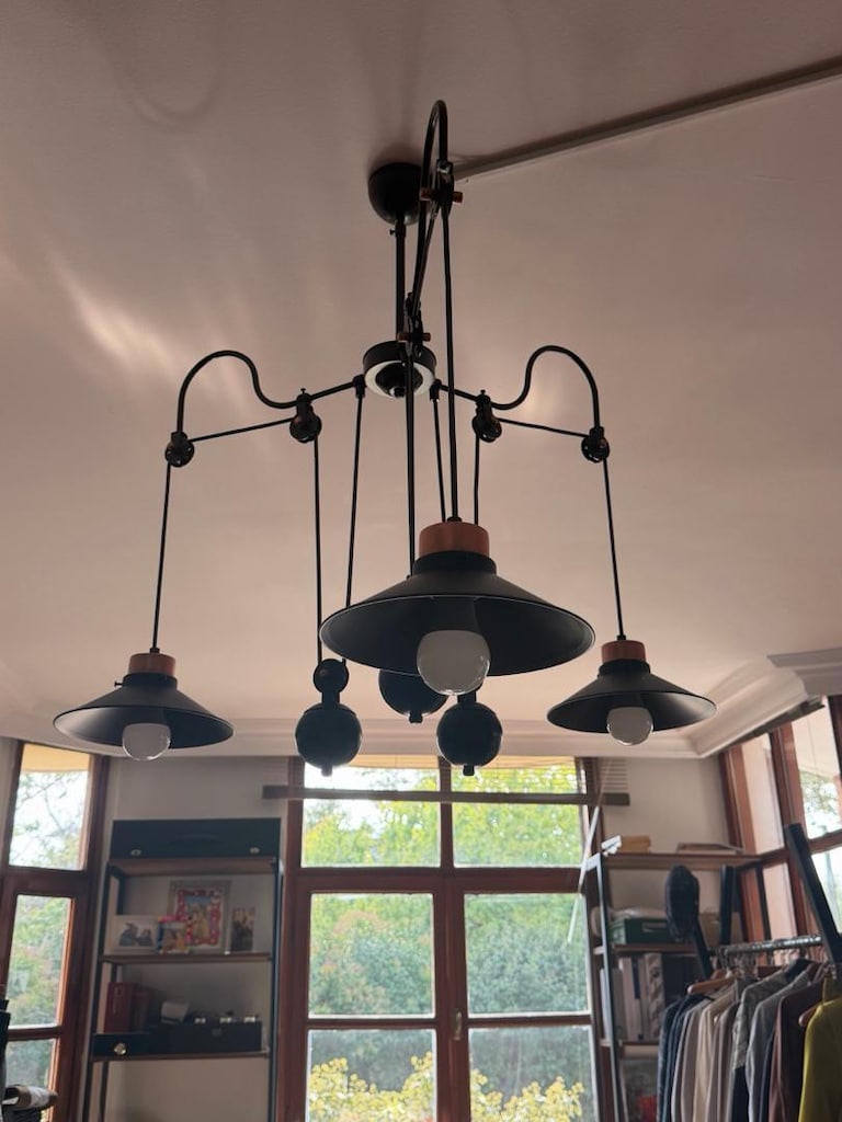 Endüstriyel Loft – 3’lü Makaralı Sarkıt Avize 2 tane 3 lü 2 tane aplik - 6