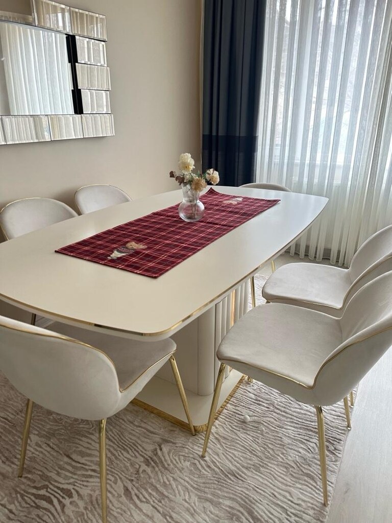 6 kişilik masa sandalye gold beyaz - 2