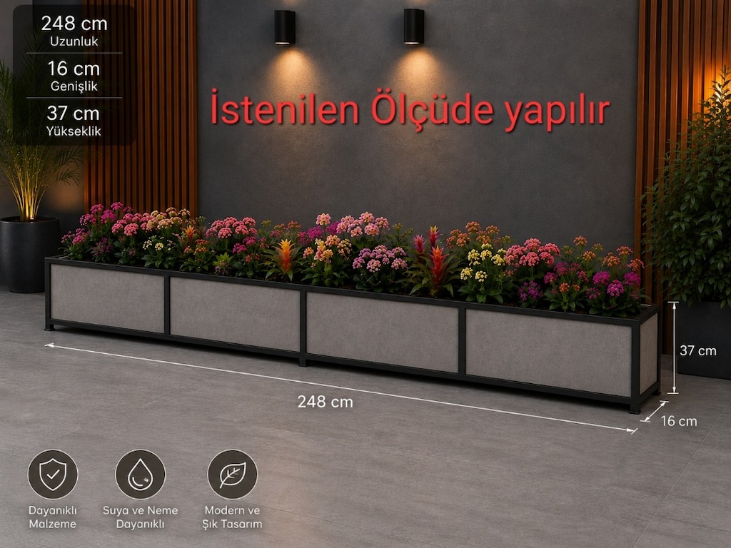 2.5metre ÇİÇEKLİK SAKSI BALKON ve DIŞ MEKAN ÜCRETSZ KARGO DEV KAMPANYA