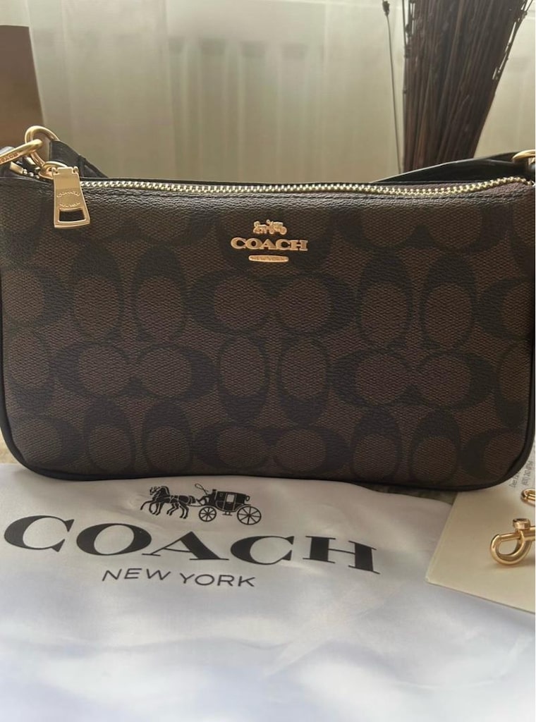 TOP HANDLE POUCH IN SIGNATURE Acı Kahve - 3