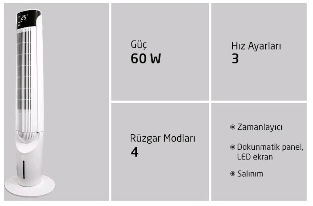 KOENIC KTFC 602726/602722 2n1 Kule Tipi Vantilatör ve Hava Soğutucu - 6