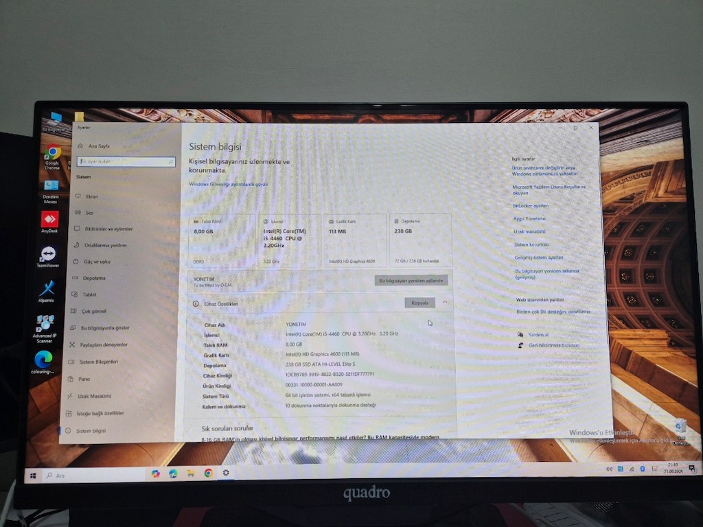 23.8” Quadro All in One PC i5 / 8GB / 240GB SSD - 2