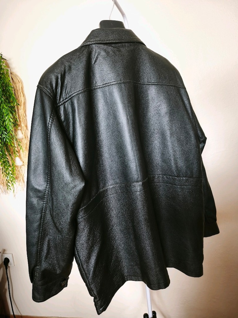 Vintage %100 Gerçek Sığır Derisi Erkek Ceket Unisex Oversize Beden 56 - 6