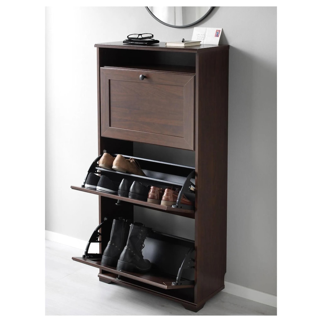IKEA BRUSALI Ayakkabı Dolabı, Kahverengi, 61 x 130 cm, 3 Bölmel - 2