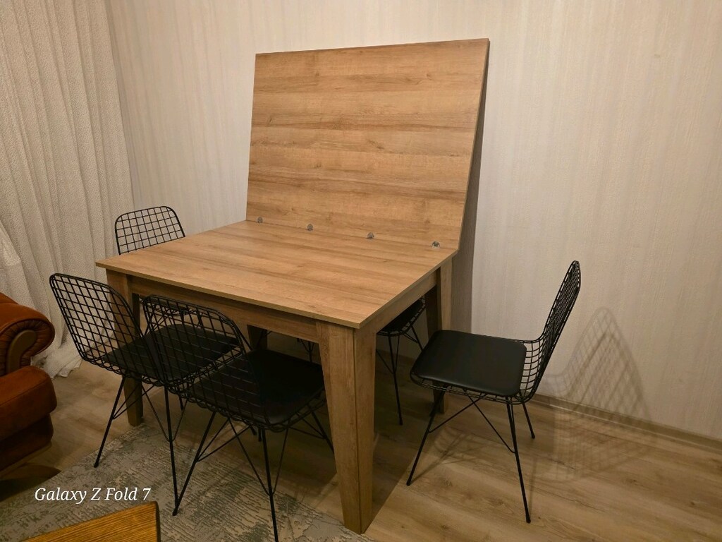 Açılıp Büyüyebilen Yemek Masası ve 6'lı Kafes Tel Sandalye Takımı - 3