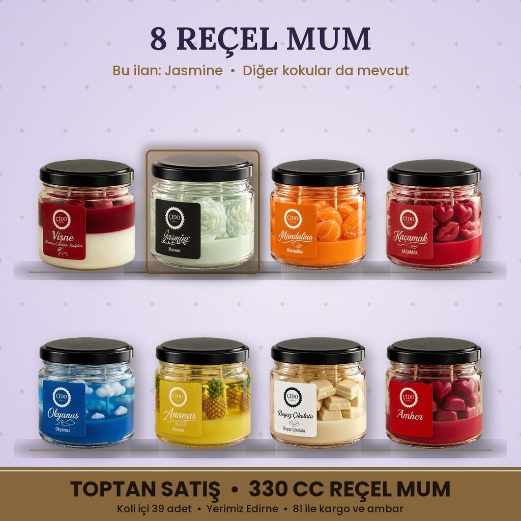 ÇİDO MİRİS JASMINE KOKULU KAVANOZ MUM 330CC | 39 ADET KOLİ - 3